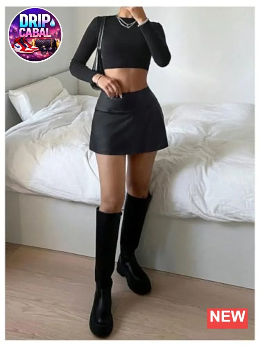 Women's PU Leather Skorts Elastic Waist Split Hem Low Rise Skirt Shorts Clubwear